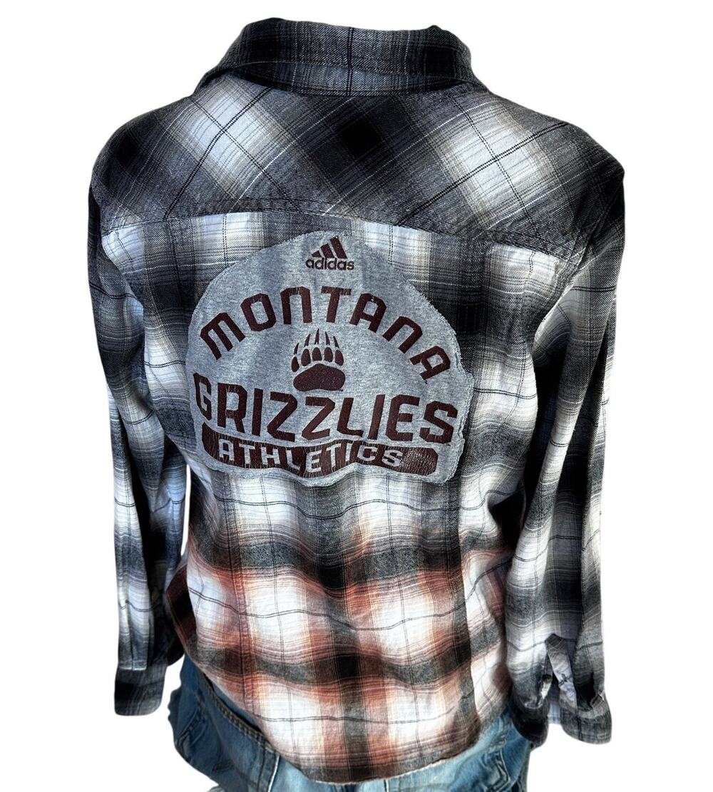 University Montana Grizzlies Plaid Flannel Shirt MEDIUM Oversized Griz Football